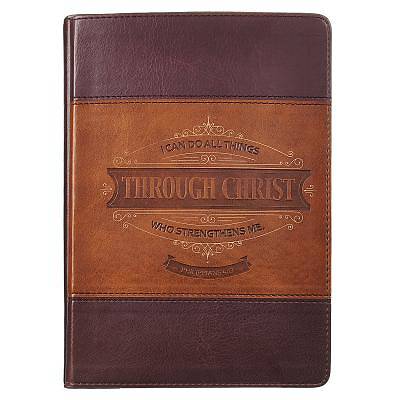 Picture of Journal Lux-Leather Through Christ Brown Philippians 4