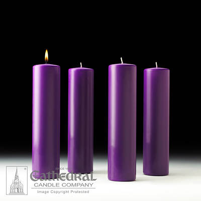 Picture of Cathedral Advent 12" x 3" Pillar Candles - 4 Purple