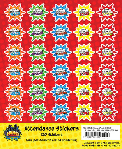 Picture of Vacation Bible School VBS Hero Central Attendance Stickers (Pkg of 24)