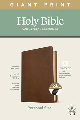 Picture of NLT Personal Size Giant Print Bible, Filament Enabled Edition (Red Letter, Leatherlike, Rustic Brown, Indexed)