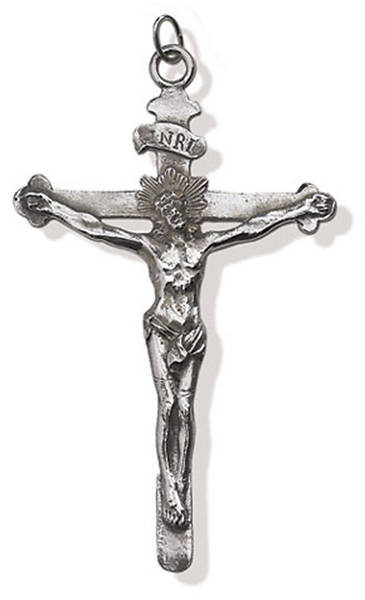 Picture of Baroque Clergy Cross Necklace - Sterling Silver