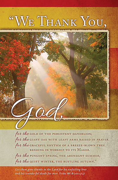 Picture of Thanksgiving We Thank You God Bulletin Psalm 107:8 NIV Regular (Package of 100)