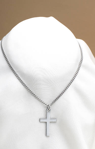 Picture of Plain Pewter Cross Necklace - 24" Chain