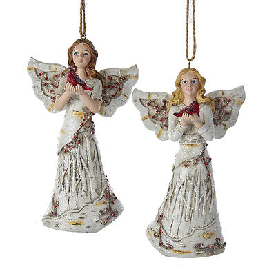 Picture of Birch Berries Angel Holding Cardinal Ornament