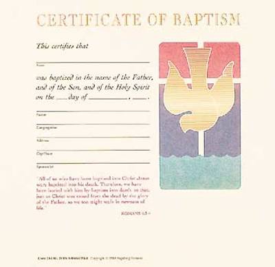 Picture of Dove and Cross Adult Baptism Certificate