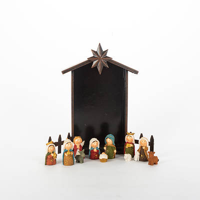 Picture of Bronze Star Manger Nativity with Pink Angel