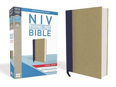 Picture of NIV, Thinline Bible, Large Print, Cloth Over Board, Blue/Tan, Red Letter Edition