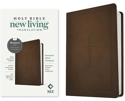 Picture of NLT Premium Value Compact Bible, Filament Enabled Edition (Leatherlike, Dark Brown Framed Cross)