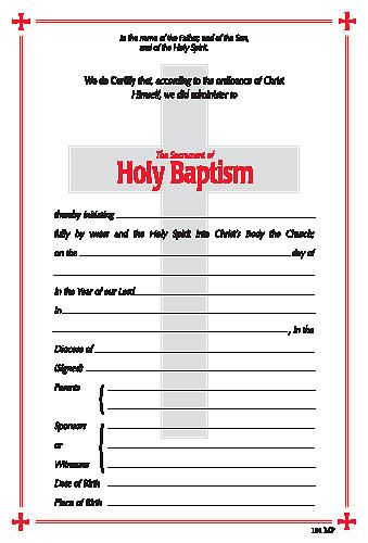Picture of 101 Baptism Cross Certificate [Box of 25 Includes Envelope]