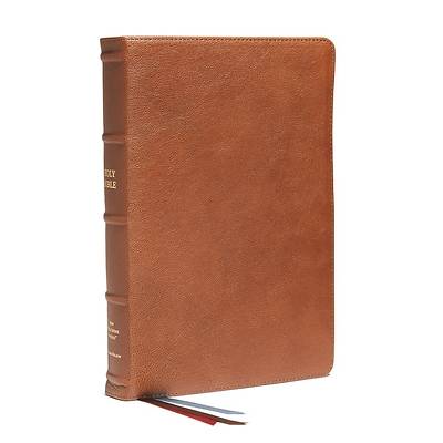 Picture of Nkjv, End-Of-Verse Reference Bible, Personal Size Large Print, Premium Goatskin Leather, Brown, Premier Collection, Red Letter, Thumb Indexed, Comfort