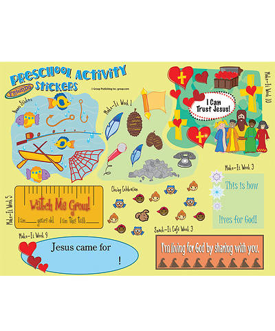 Picture of FaithWeaver Friends Preschool Activity Stickers (Pkg of 5) Spring 2019