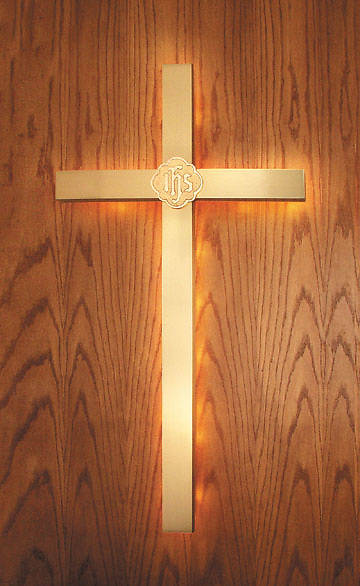 Picture of Hanging Cross Backlit Solid Brass 60"