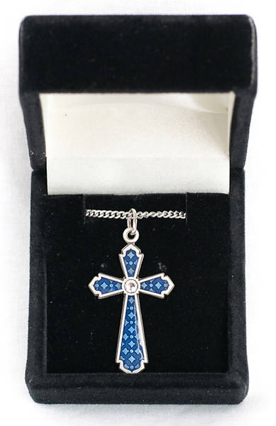 Picture of Blue Cross Pendant with 18 Chain & Velvet Box
