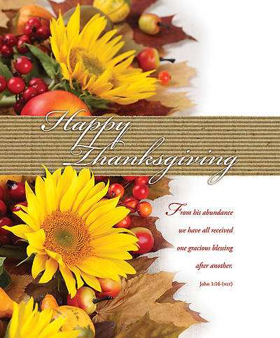 Picture of Thanksgiving Happy Thanksgiving Bulletin John 1:16 NLT Large (Package of 100)
