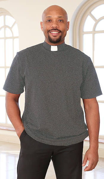Picture of Abiding Spirit Men's Short Sleeve Knit Charcoal Grey Clergy Shirt Large