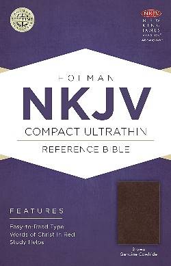 Picture of NKJV Compact Ultrathin Bible, Brown Genuine Cowhide