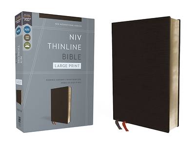 Picture of NIV, Thinline Bible, Large Print, Bonded Leather, Black, Red Letter Edition