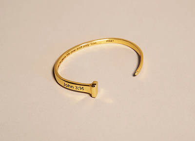 Picture of "John 3:16" Gold Plated Cuffed Nail Bracelet