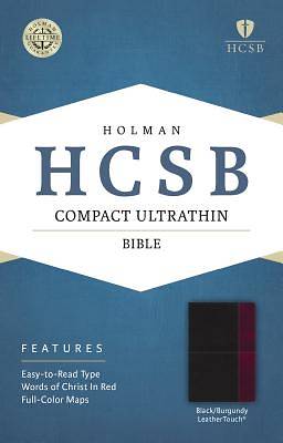 Picture of HCSB Compact Ultrathin Bible, Black/Burgundy Leathertouch