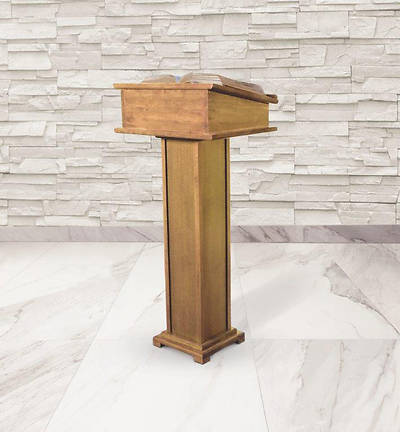 Picture of Lectern with Shelf - Pecan Stain