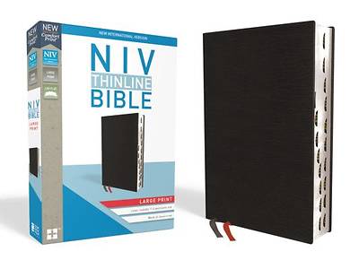 Picture of NIV, Thinline Bible, Large Print, Bonded Leather, Black, Indexed, Red Letter Edition