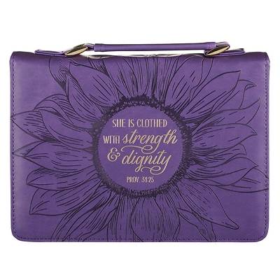 Picture of Bible Cover Large Purple She Is Clothed Proverbs 31