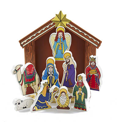Picture of 10 Pc Wooden Nativity Stable Set 8.5"