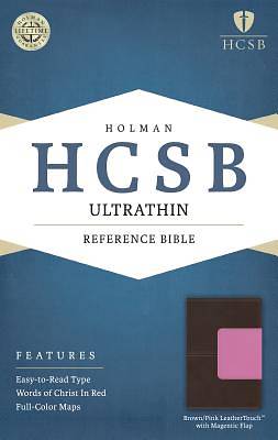 Picture of HCSB Ultrathin Reference Bible, Brown/Pink Leathertouch with Magnetic Flap