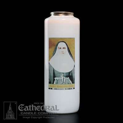 Picture of Saint Marianne Cope 6-Day Glass Prayer Candle
