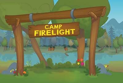 Picture of Vacation Bible School (VBS) 2024 Camp Firelight Decorating Murals 3-Panel Decorating Mural (tiles to 6' x 9')