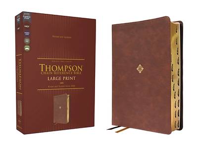 Picture of Nkjv, Thompson Chain-Reference Bible, Large Print, Leathersoft, Brown, Red Letter, Thumb Indexed, Comfort Print