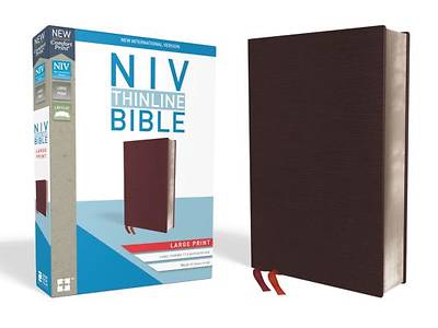 Picture of NIV, Thinline Bible, Large Print, Bonded Leather, Burgundy, Indexed, Red Letter Edition
