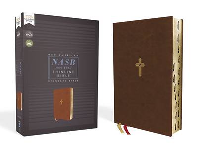 Picture of Nasb, Thinline Bible, Leathersoft, Brown, Red Letter Edition, 1995 Text, Thumb Indexed, Comfort Print