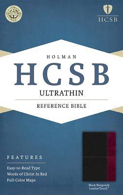 Picture of HCSB Ultrathin Reference Bible, Black/Burgundy Leathertouch