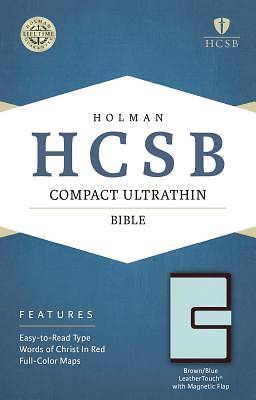 Picture of HCSB Compact Ultrathin Bible, Brown/Blue Leathertouch with Magnetic Flap