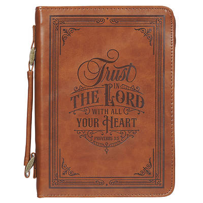 Picture of Trust in the Lord Honey-brown Faux Leather Classic Bible Cover Extra Large