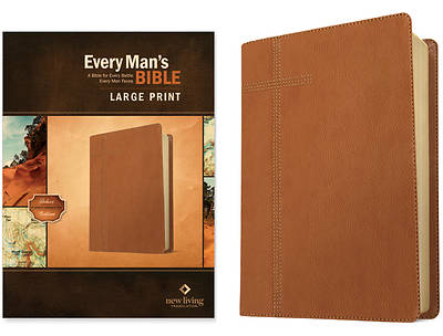 Picture of Every Man's Bible Nlt, Large Print (Leatherlike, Pursuit Saddle Tan)