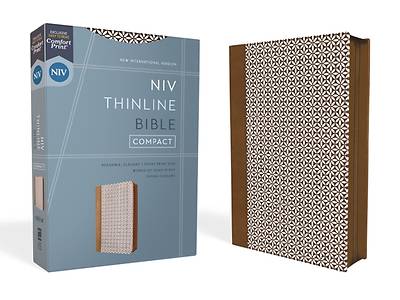 Picture of Niv, Thinline Bible, Compact, Leathersoft, Brown/White, Zippered, Red Letter, Comfort Print