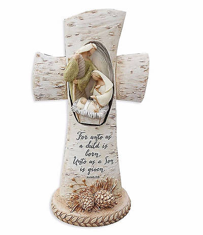 Picture of For Unto Us Holy Family Lighted Cross Figure