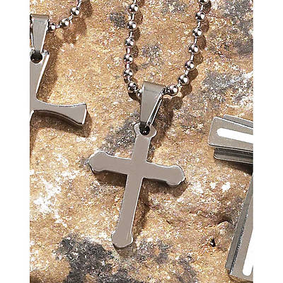 Picture of Stainless Steel Budded Cross Necklace - 24" Chain