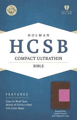 Picture of HCSB Compact Ultrathin Bible, Pink/Brown Leathertouch with Magnetic Flap