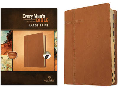 Picture of Every Man's Bible Nlt, Large Print (Leatherlike, Pursuit Saddle Tan, Indexed)