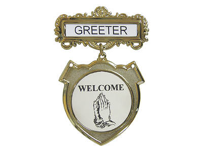 Picture of Gold Greeter Welcome Shield Badge