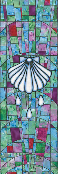 Picture of Symbols of Faith Series Stained Glass Baptism Shell Banner 2' x 6'