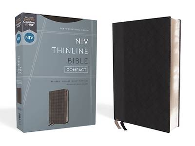 Picture of Niv, Thinline Bible, Compact, Leathersoft, Black/Gray, Red Letter, Comfort Print