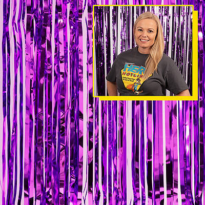 Picture of Vacation Bible School (VBS) Hero Hotline Purple Foil Decorating Curtain