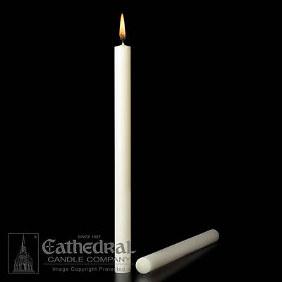 Picture of 51% Beeswax Altar Candles Cathedral 12 x 1 1/4 Pack of 12 Plain End