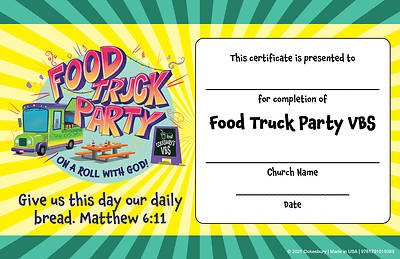 Picture of Vacation Bible School (VBS) Food Truck Party Student Certificates (Pkg of 48)