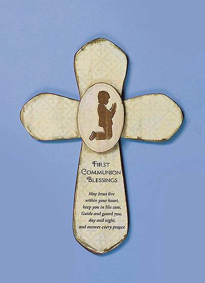 Picture of First Communion Cross with Praying Boy