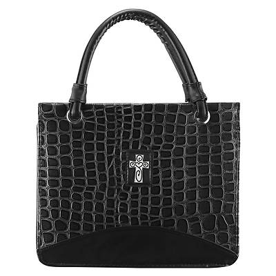 Picture of Crocodile Embossed Purse Style Large Black Bible Cover